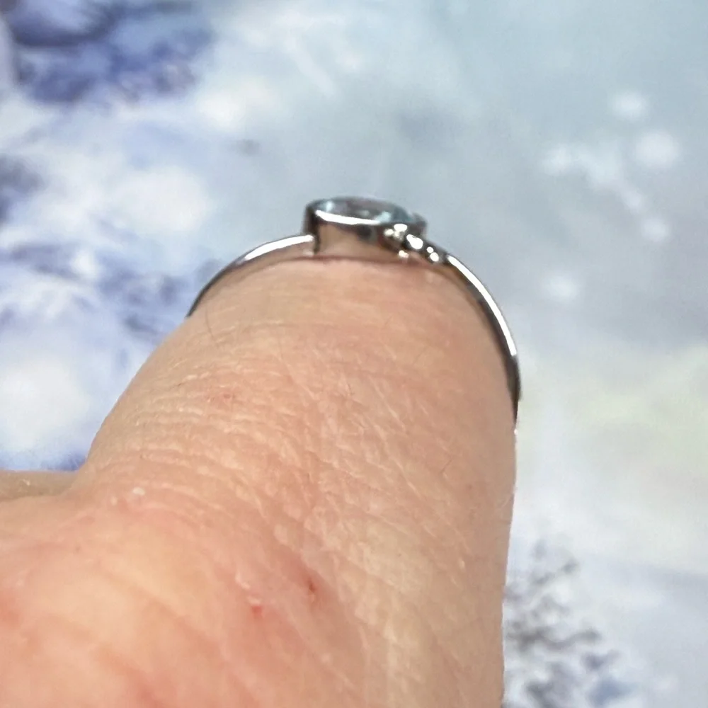 925 Silver Cat Ear Ring with Aquamarine Gemstone